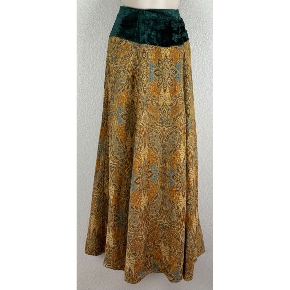 Soft Surroundings Women's Velvet Paisley Print Maxi Skirt, size Small Tall - Picture 5 of 8